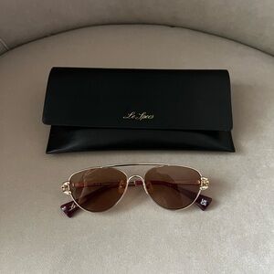 Le Specs Gold Frame Sunglasses with Brown Lenses